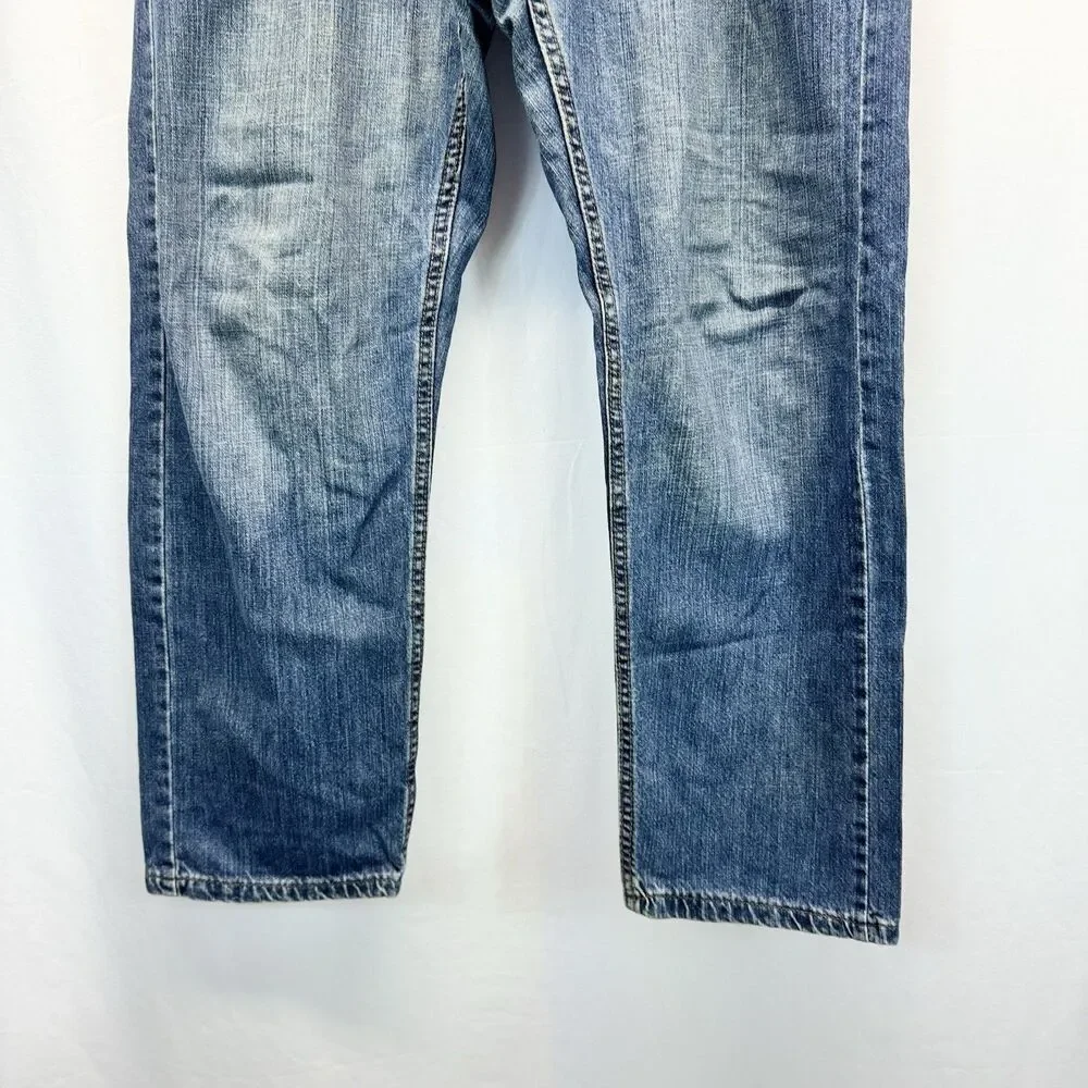 Levis 505 Jeans Mens 34x28 16H Denim Straight Leg Medium Wash Fade Vtg